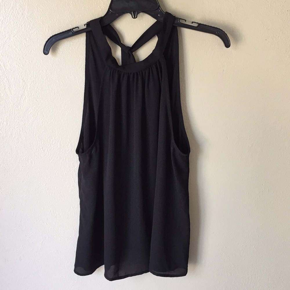 Pretty Semi Sheer Black Halter-Type Sleeveless Top